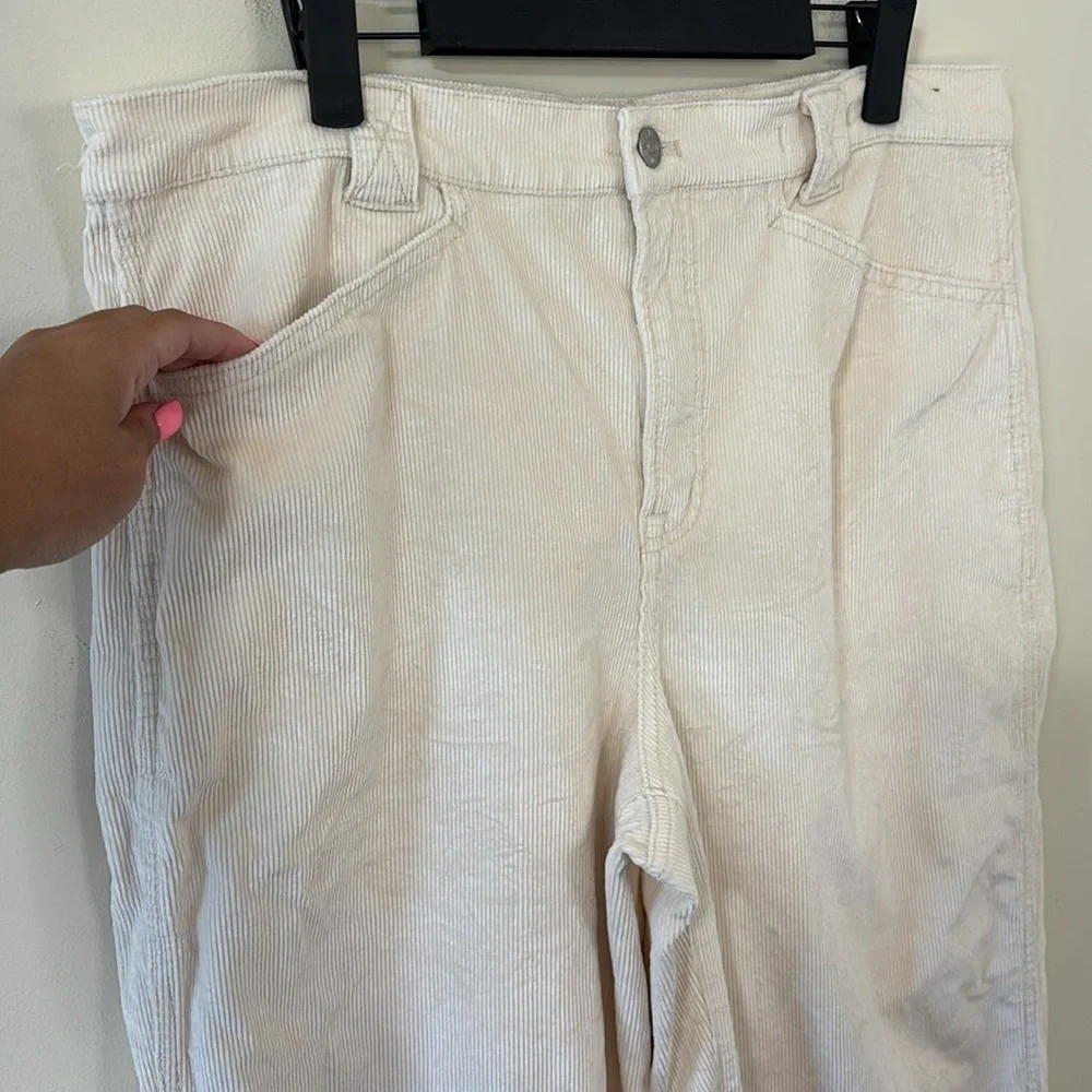 Madewell Emmett 2.0 Wide-Leg Pants in Corduroy Antique Cream Size 12 - Picture 6 of 13